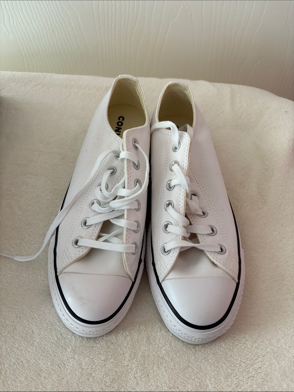 Converse White Low-Profile Platform Chuck Taylor Sneakers - Picture 6 of 6